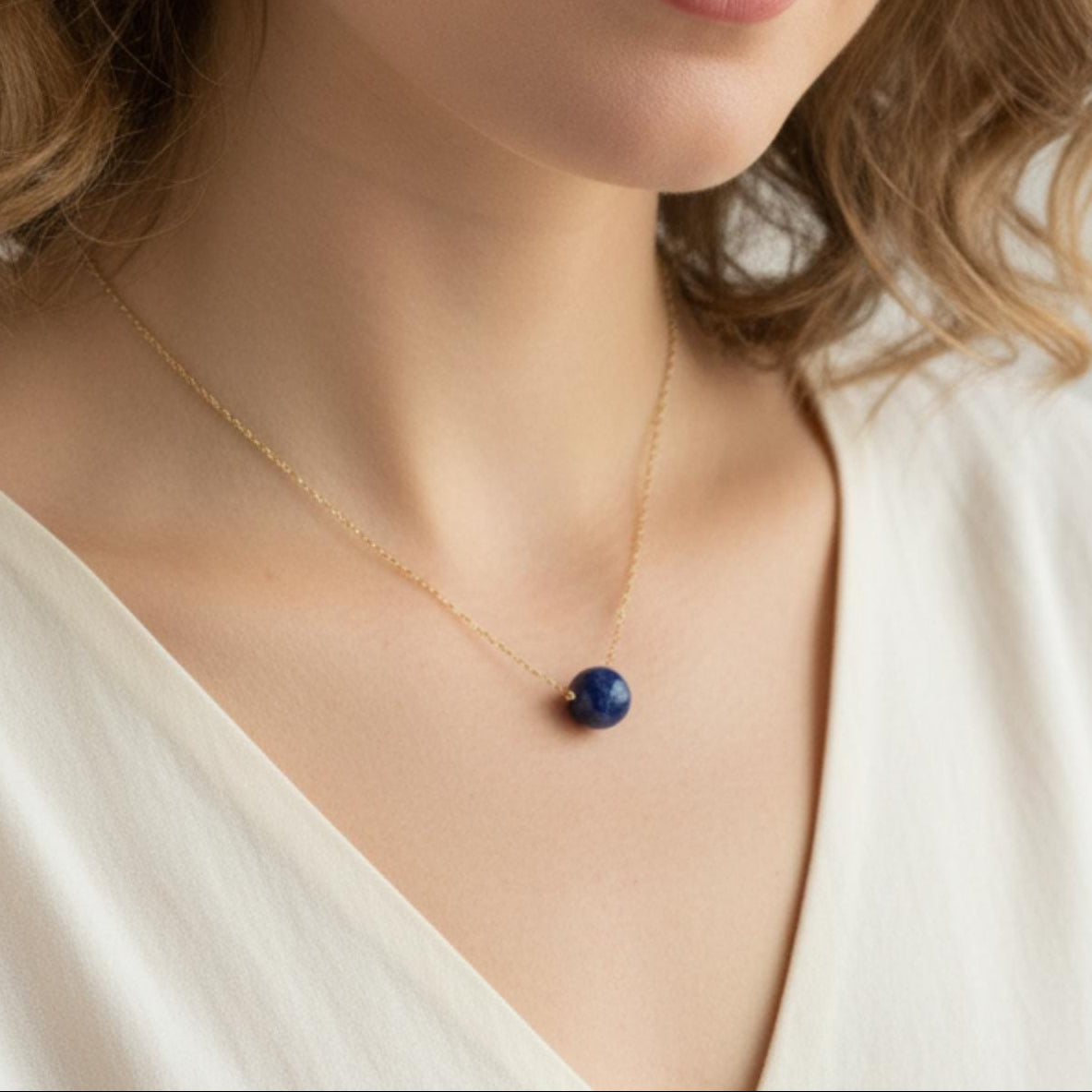 Dainty sodalite crystal necklace 8mm gemstone pendant for clarity and intuition
