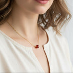Dainty carnelian crystal necklace 8mm gemstone pendant for energy and confidence