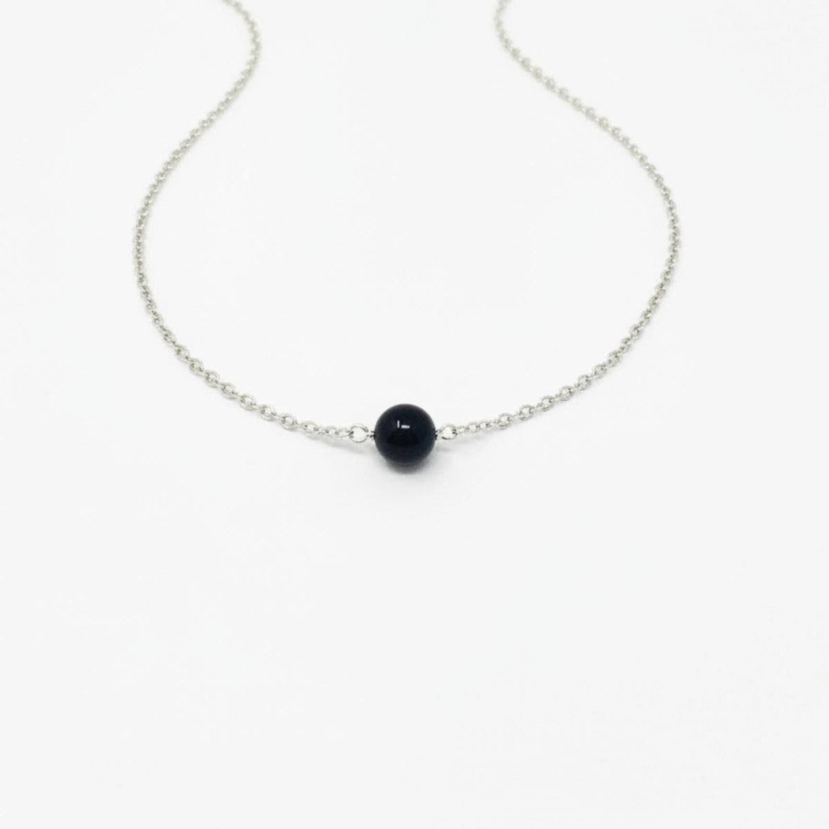 Black onyx crystal necklace spiritual gift for women strength and protection jewelry