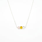 Silver chain three stone healing crystal bar necklace sterling silver rose quartz citrine