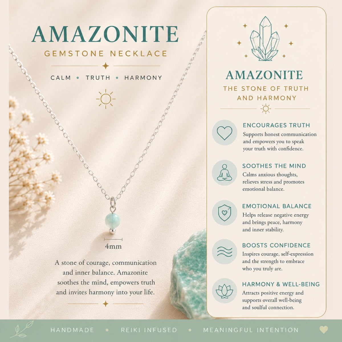 Tiny 4mm amazonite pendant necklace soft teal green stone rose gold fill silver plated