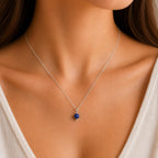 Handmade lapis lazuli necklace delicate royal blue pendant sterling silver Canada