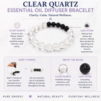 aromatherapy crystal bracelet clear quartz lava beads healing gemstone jewelry