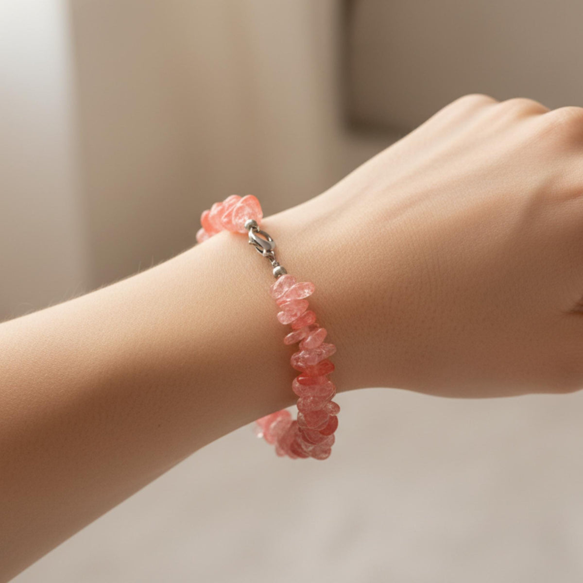 cherry quartz bracelet for women joy and positive energy crystal jewelry