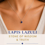 Tiny lapis lazuli crystal necklace 4mm gemstone pendant for intuition and wisdom 