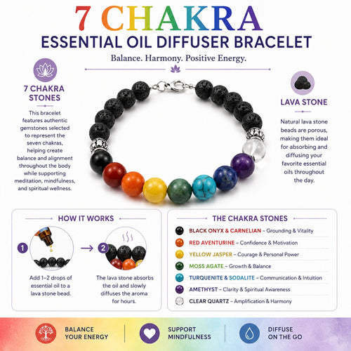 lava stone 7 chakra bracelet Reiki infused aromatherapy crystal jewelry