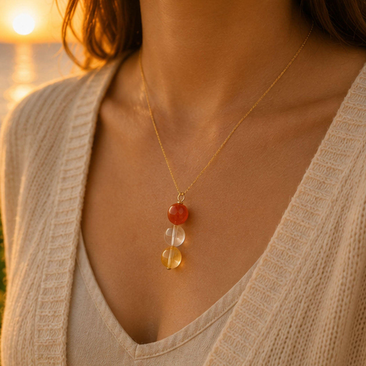 Reiki infused gemstone pendant necklace Canada Red aventurine necklace for motivation