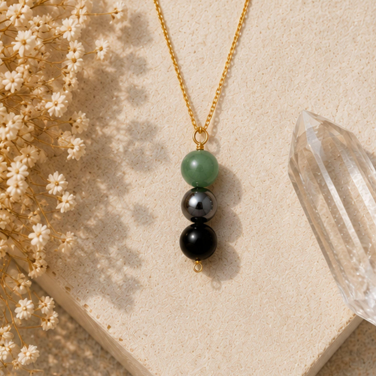 Energy and grounding crystal necklace for women
