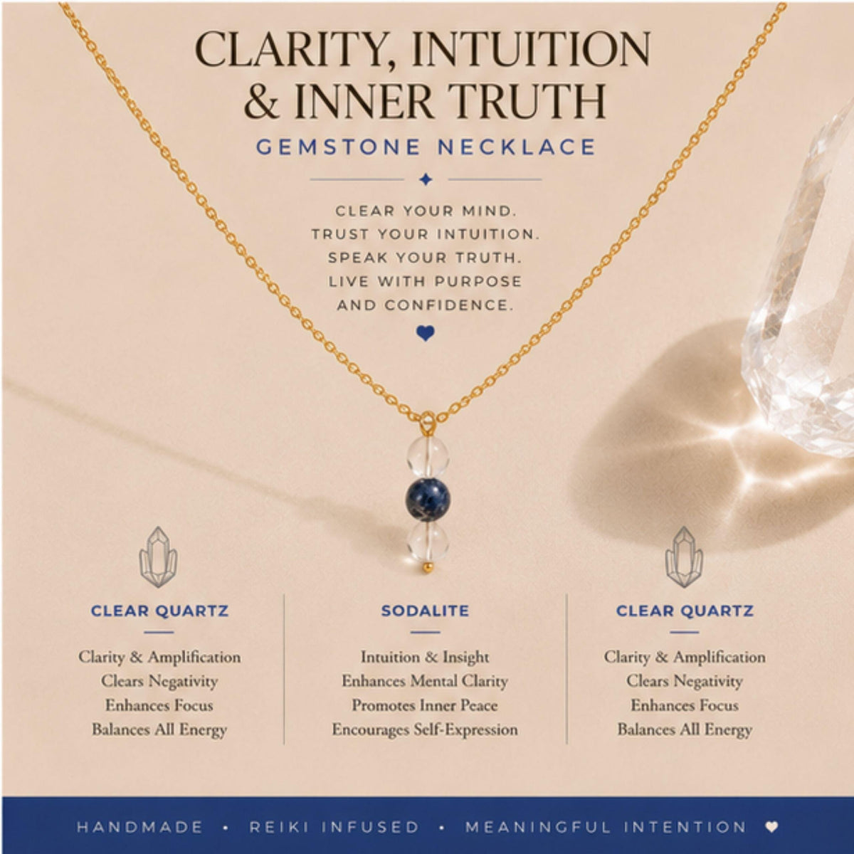 Clarity and intuition gemstone necklace spiritual gift