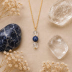 Clear quartz sodalite crystal pendant necklace for women