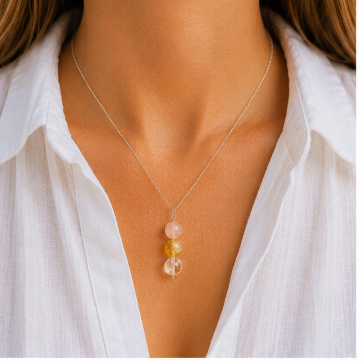 Self care and heart healing crystal necklace gift for her