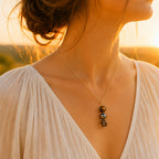 Three stone tiger's eye smoky quartz pendant necklace handmade Canada