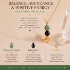 Green aventurine black onyx citrine crystal pendant necklace
