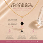Rose quartz black onyx crystal pendant necklace for women