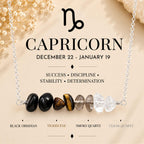 Capricorn gemstone chip necklace with Black Obsidian Tigers Eye and Smoky Quartz 