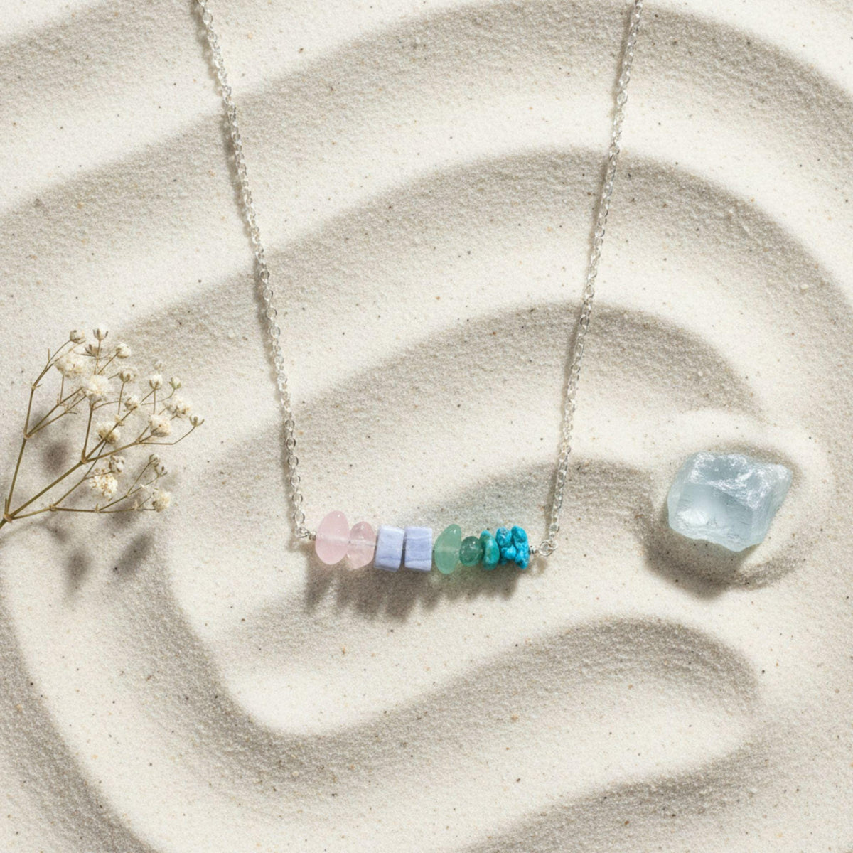 Raw gemstone bar necklace Libra birthday gift women