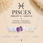 Pisces gemstone chip necklace with Moonstone Amethyst and Rose Quartz 