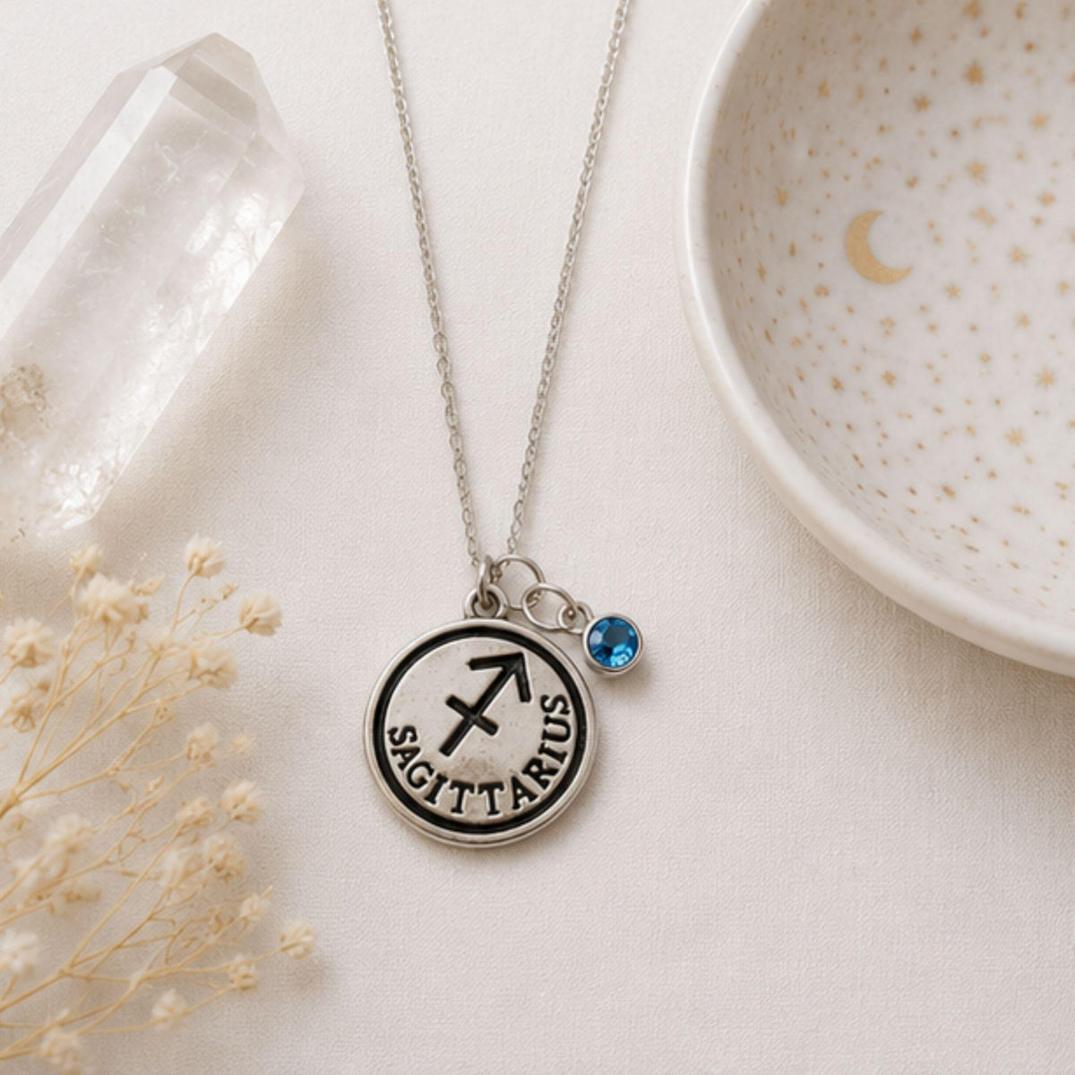 Zodiac pendant necklace November December birthday