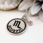 Zodiac pendant necklace October November birthday