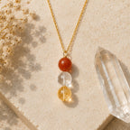 Positive flow intention necklace with healing crystals for the Solar plexus chakra  red aventurine citrine