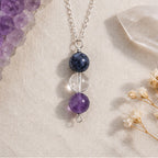 Three stone amethyst sodalite pendant necklace handmade Canada