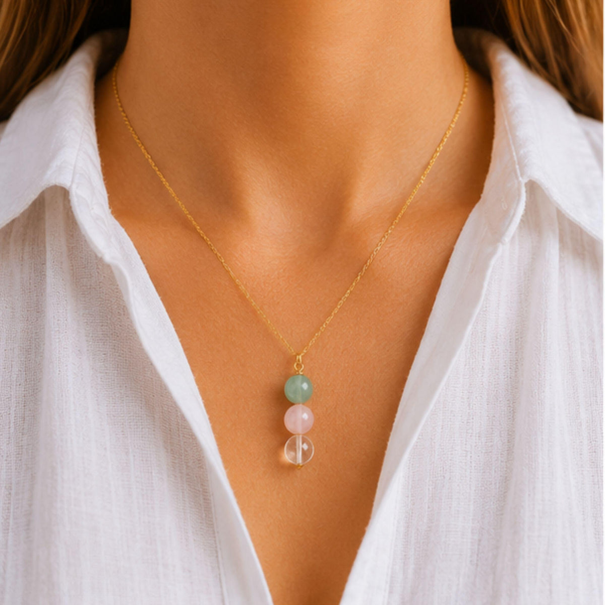 Crystal healing necklace for emotional balance and self love gift