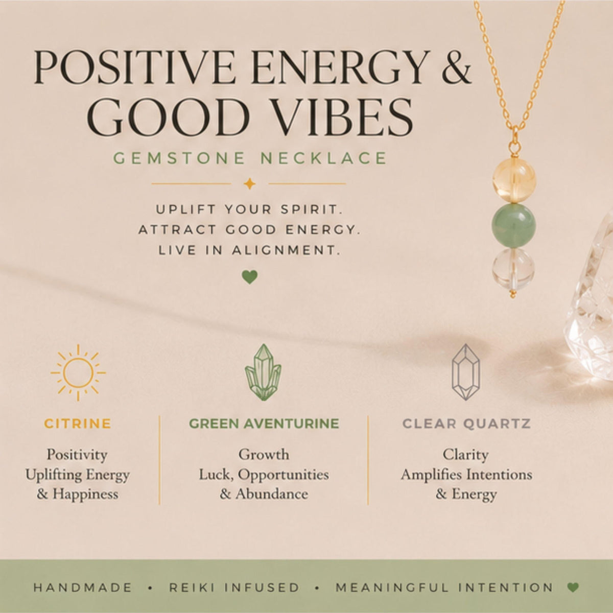 Positive energy and good vibes gemstone necklace for women
