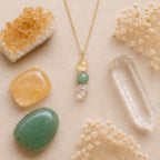 Citrine green aventurine clear quartz crystal pendant necklace
