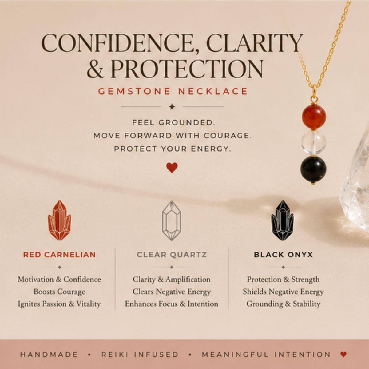Confidence clarity and protection gemstone necklace for women