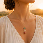 Three stone green aventurine red aventurine pendant necklace handmade Canada