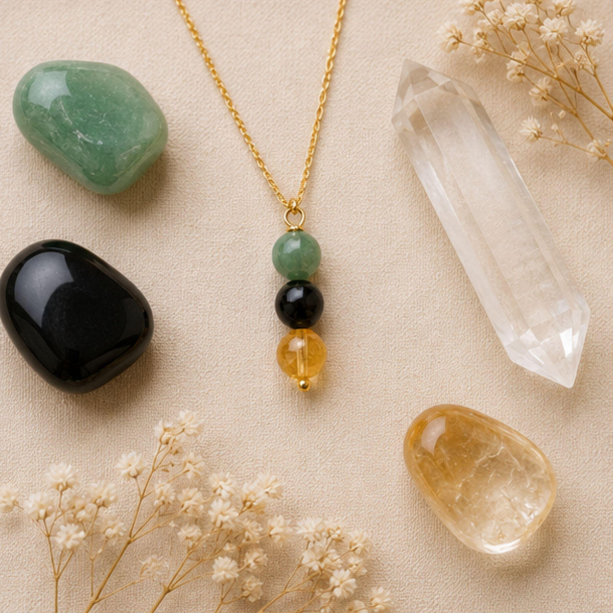 Balance abundance and positive energy gemstone necklace for women
