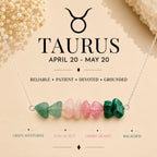 Taurus gemstone chip necklace with Green Aventurine Rose Quartz and Malachite