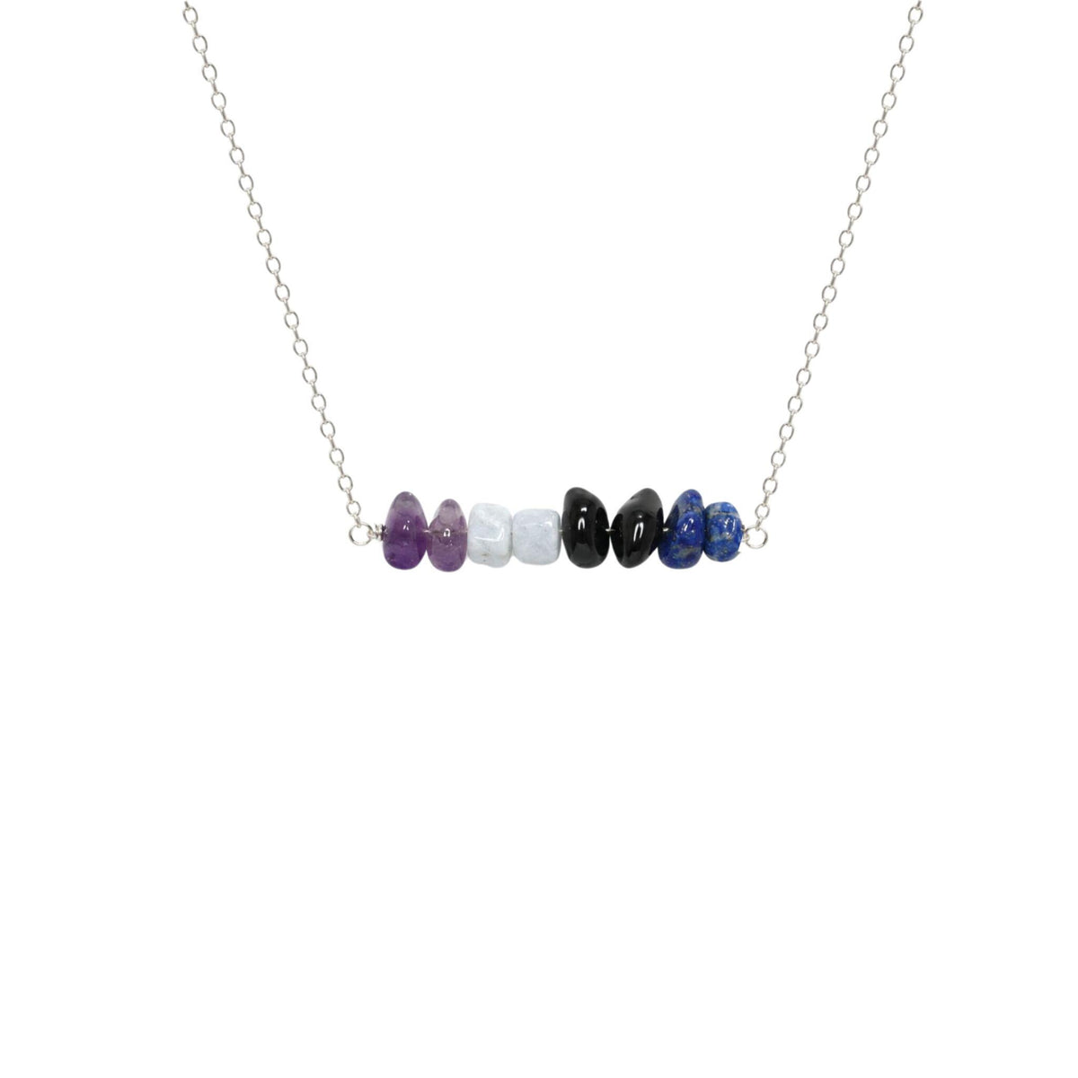 Raw gemstone bar necklace Aquarius birthday gift women