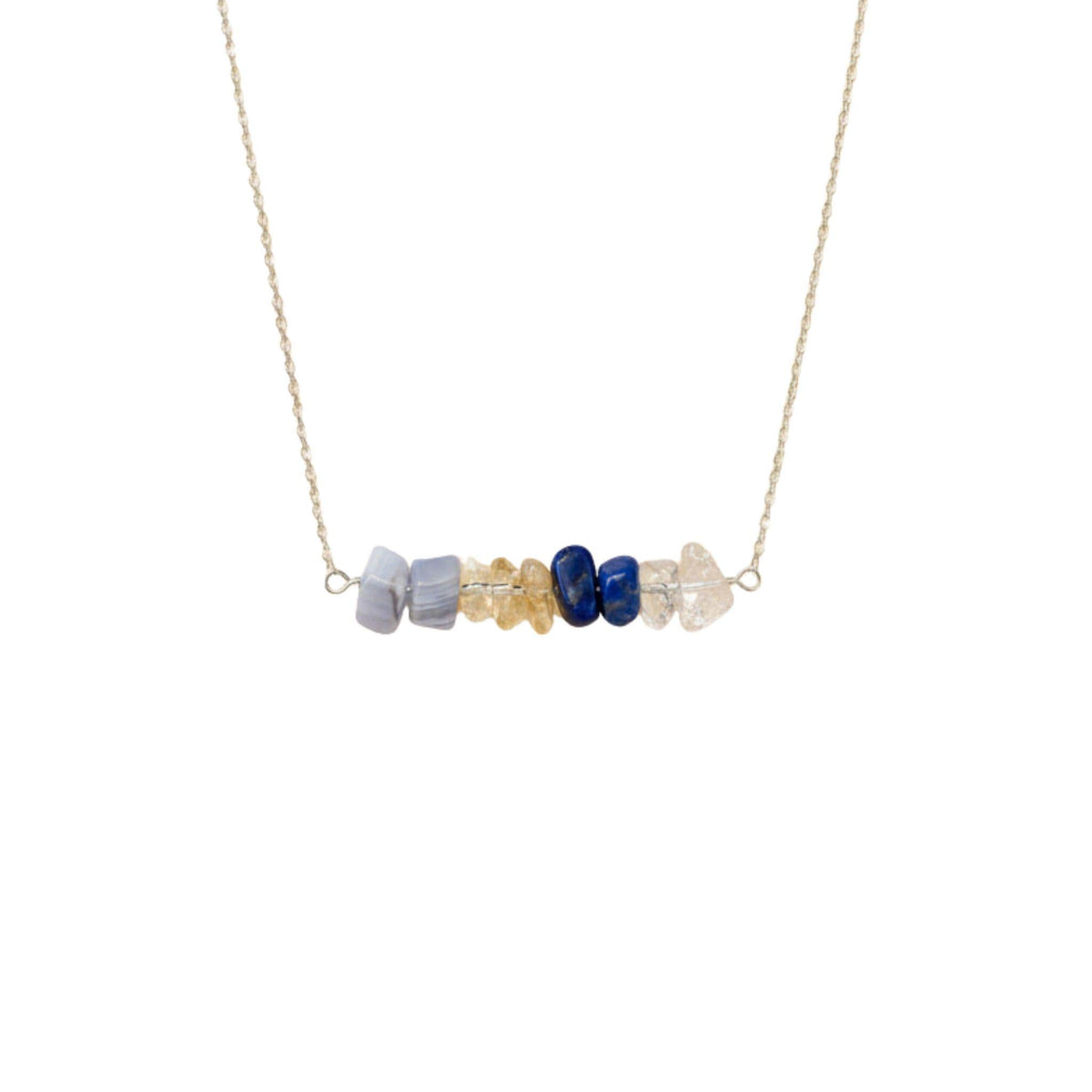 Raw gemstone bar necklace Gemini birthday gift women