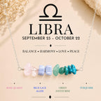 1 Libra gemstone chip necklace with Rose Quartz Blue Lace Agate and Green Aventurine