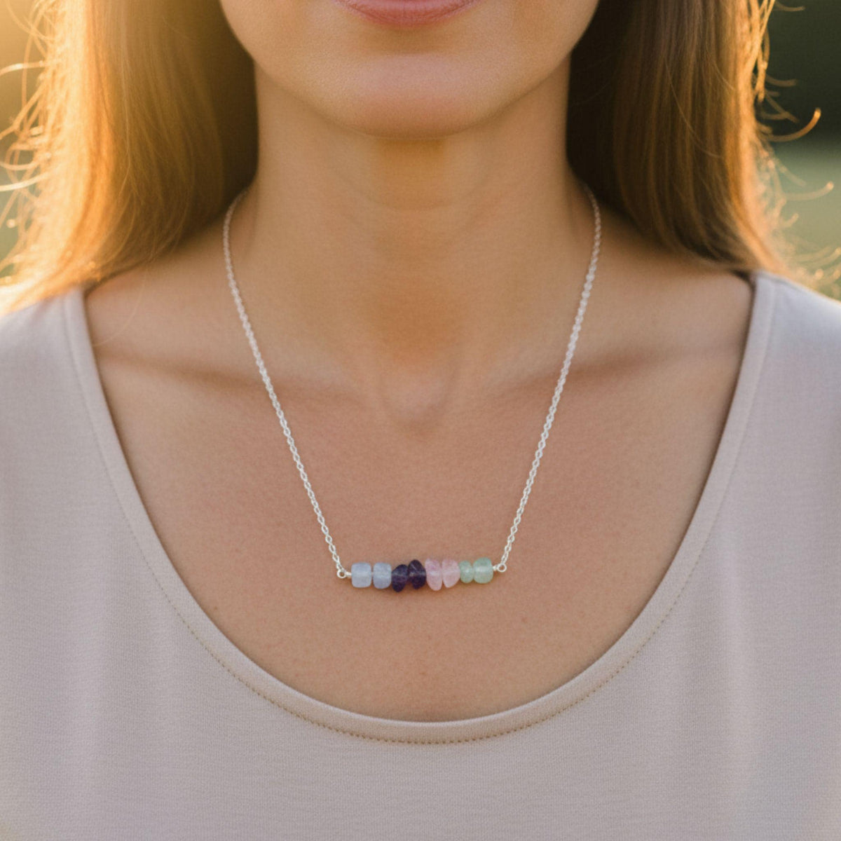 Zodiac crystal necklace February March birthday gift for her