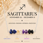 Sagittarius gemstone chip necklace with Lapis Lazuli Citrine Amethyst and Sodalite