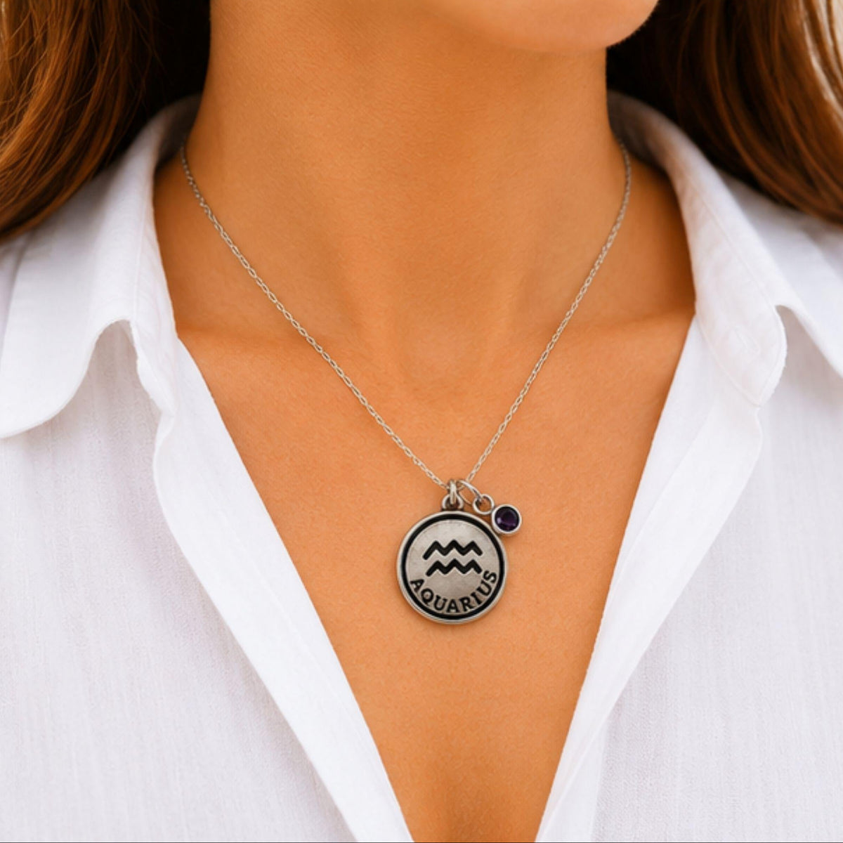 January February birthday gift jewelry for women Aquarius birthstone necklace gift for her
