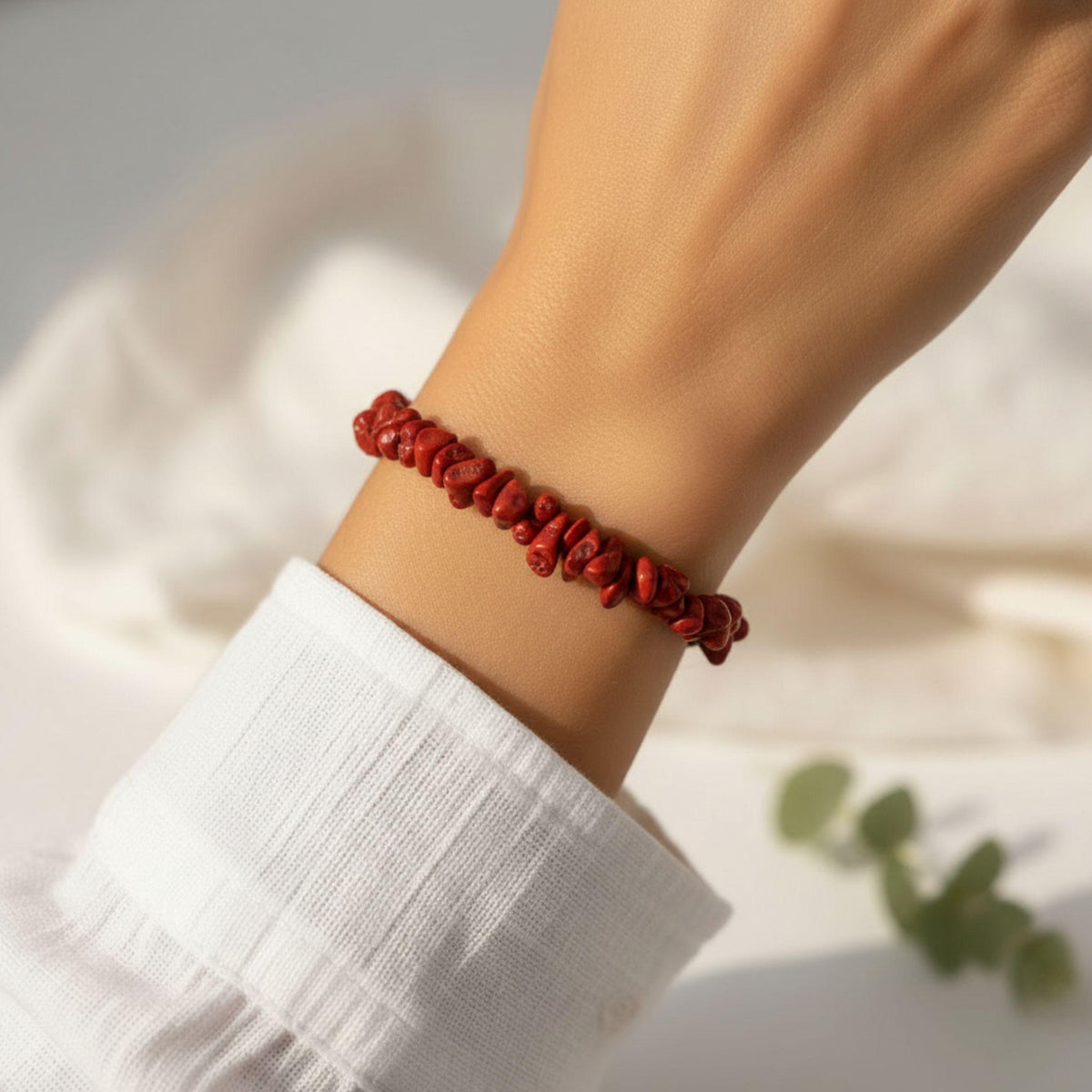 bamboo coral crystal bracelet for fertility and life force energy