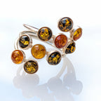 Baltic amber cluster ring in handcrafted sterling silver