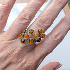 Amber Garden ring with honey, gold, and olive amber stones