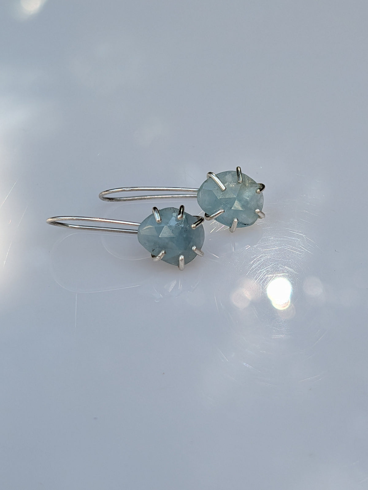 Tidal Grace earrings with natural aquamarine beryl gemstones