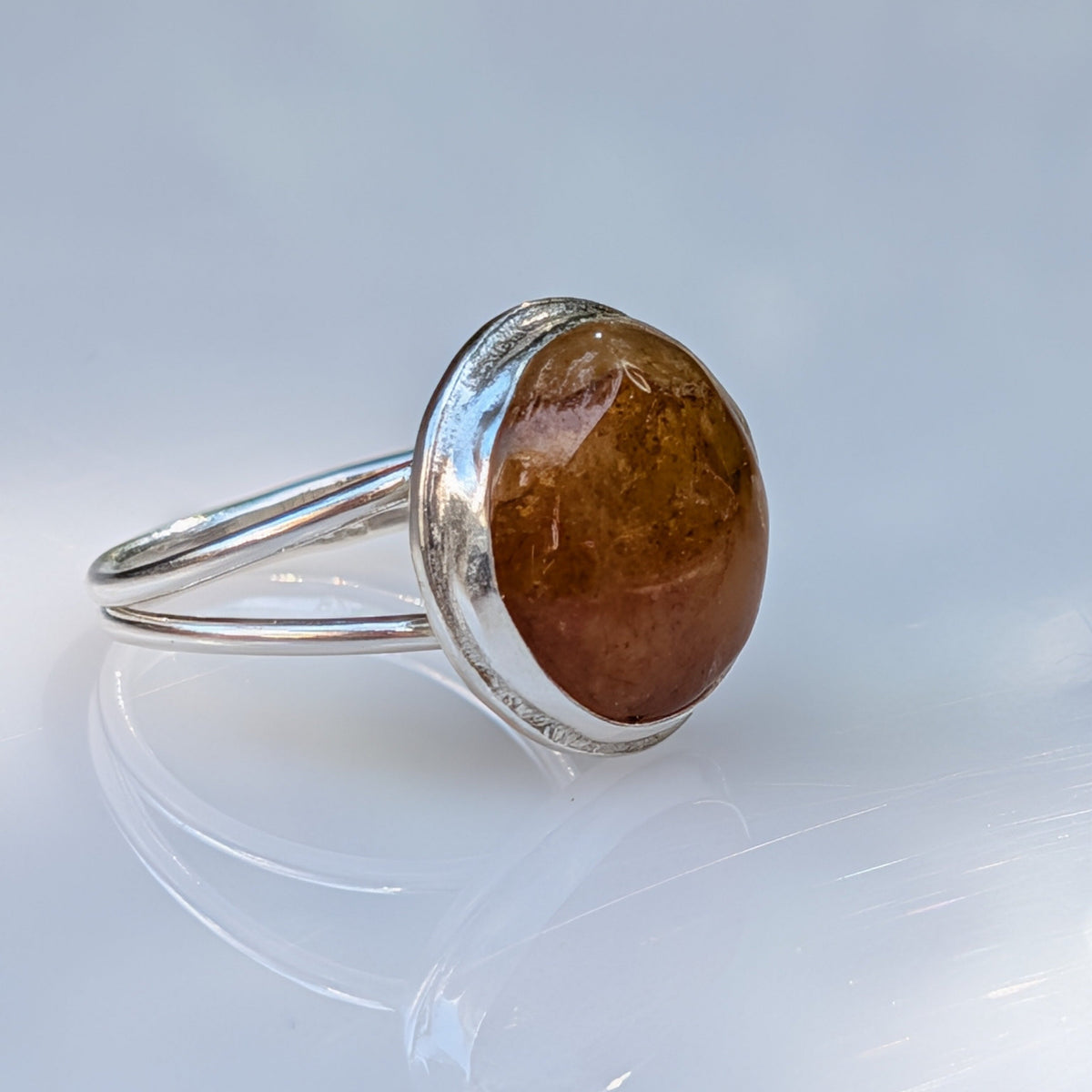 Yellow Healer Amethyst ring in handcrafted sterling silver