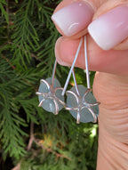DesignbyAthena aquamarine earrings showing their asymmetric design