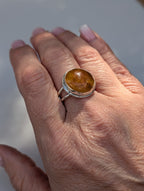 Forge ring with a rustic sterling silver double band