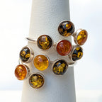 Amber Garden ring showing its sculptural silver setting