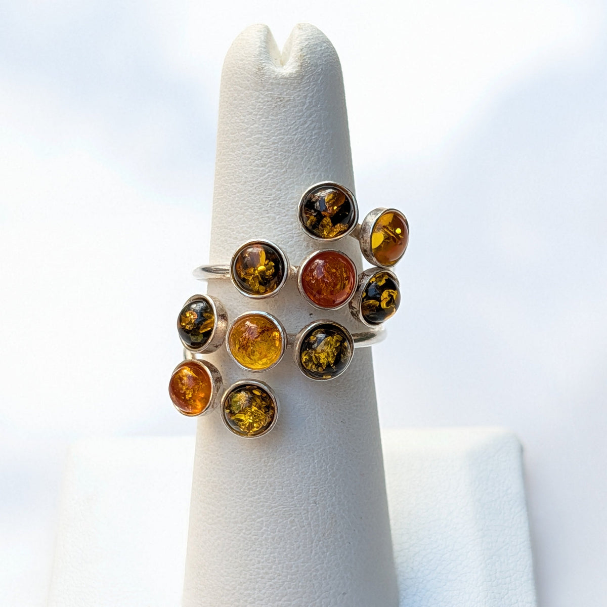 Side view of the Amber Garden Baltic amber ring