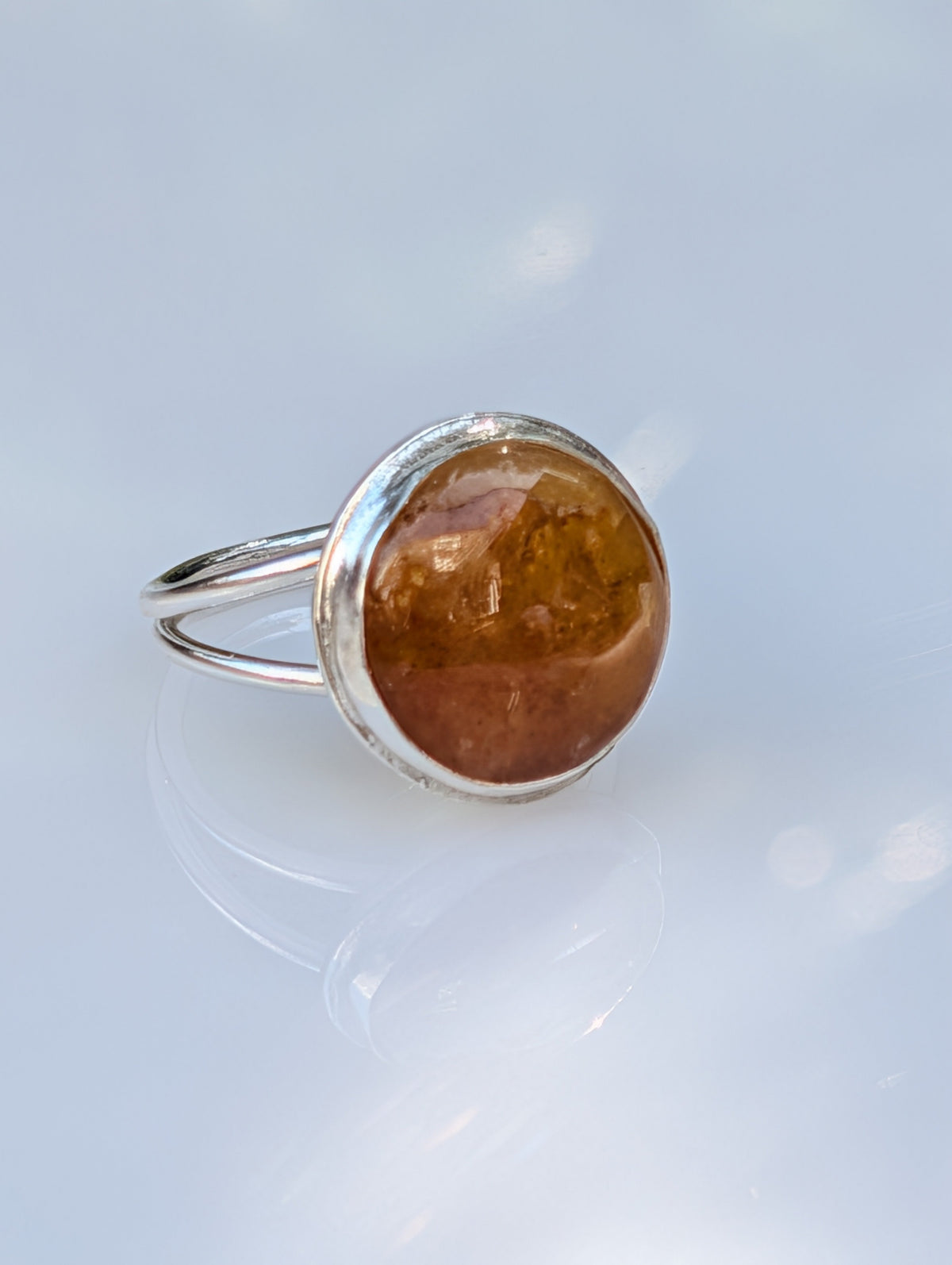 DesignbyAthena Forge ring with a golden stone and double band