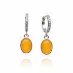 Baltic amber drop earrings in sterling silver with oval butterscotch stones